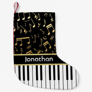 Elegante goldene Musiknotenklavierschlüssel Kleiner Weihnachtsstrumpf