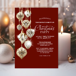 Elegante Goldene Ornamente Weihnachten Party Einla Einladung