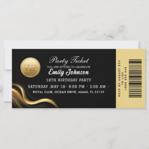 Elegante goldene Party-Ticket-Einladung