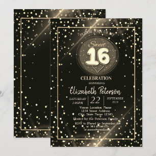 Elegante goldene Polka Punkte, Sweet 16 Party Einladung