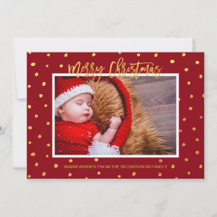 Elegante goldene Punkte Rotes Frohes Weihnachtsfes Feiertagskarte
