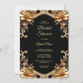 Elegante Goldene Rahmen-Brautparty Einladung