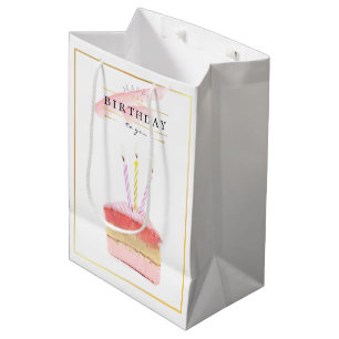Elegante goldene Rahmen-Geburtstagstorte-Scheibe Mittlere Geschenktüte