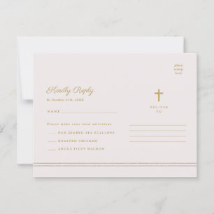 Elegante goldene religiöse Taufe und Tauf-RSVP Postkarte