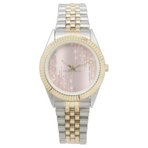 Elegante goldene Rose Armbanduhr