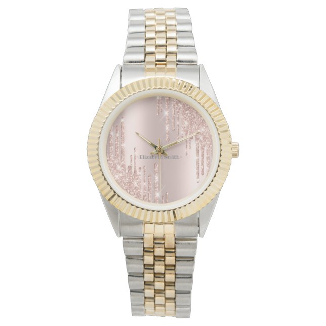 Elegante goldene Rose Armbanduhr (Vorderseite)