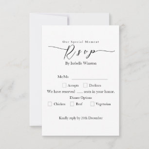Elegante goldene Rose schwarze Hochzeits-Dinner-Op RSVP Karte