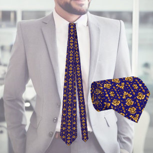 Elegante goldene Rosen auf königsblau Krawatte