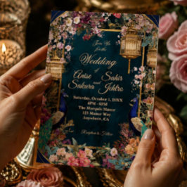 Elegante goldene Sakura-Blumen-Hochzeitseinladung Folieneinladung