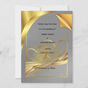 Elegante Goldene Save-the-Date-Karte Luxuriöse H Einladung