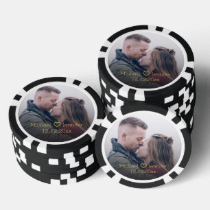 elegante goldene schicke Schriftzug-Paar-Foto-Jubi Pokerchips