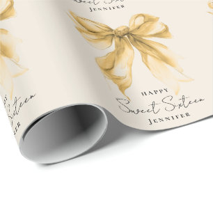Elegante Goldene Schleife Coquette Schrift Süße 16 Geschenkpapier