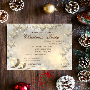 Elegante goldene Schneeflocken, Firmen-Weihnachtsf Einladung