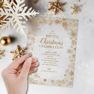 Elegante goldene Schneeflocken Weihnachtsfeier Acryleinladungen