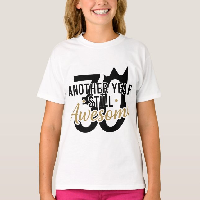 Elegante Goldene Schrift "Awesome" Typografie Schw T-Shirt (Vorderseite)
