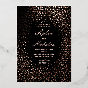 Elegante goldene schwarze Punkte moderne Hochzeit Folieneinladung