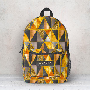 Elegante goldene schwarze silberne geometrische Dr Bedruckter Rucksack