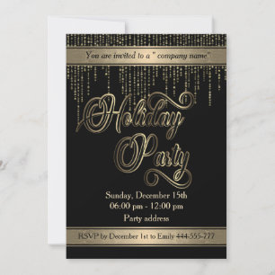 Elegante goldene Schwarzfeierparty Einladung