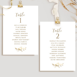 Elegante goldene Sitzplan-Karten m/ Gastnamen Dankeskarte