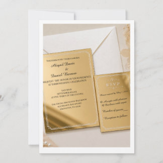 Elegante goldene Spiegel-Acryl-Hochzeits-Einladung Einladung