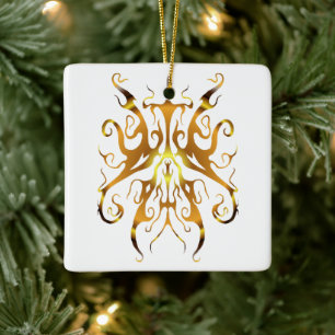 Elegante Goldene Stammesmaske Abstrakte Gestaltung Keramikornament