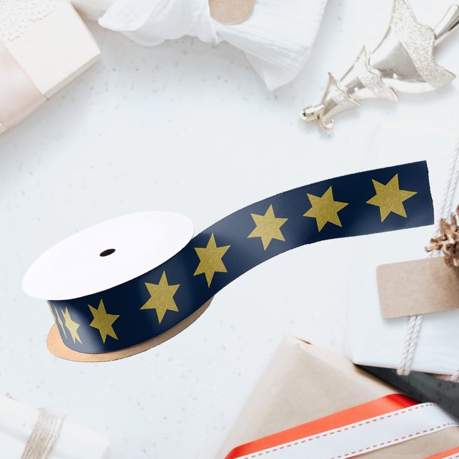 Elegante goldene Sterne marineblau Satinband (Von Creator hochgeladen)