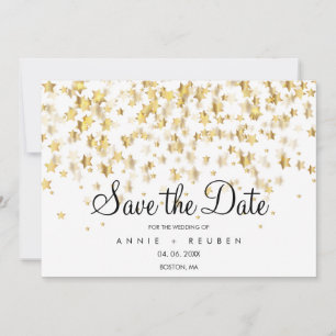 Elegante Goldene Sterne Modern Einfach Save The Date