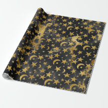 Elegante goldene Sterne und schwarzer Mond