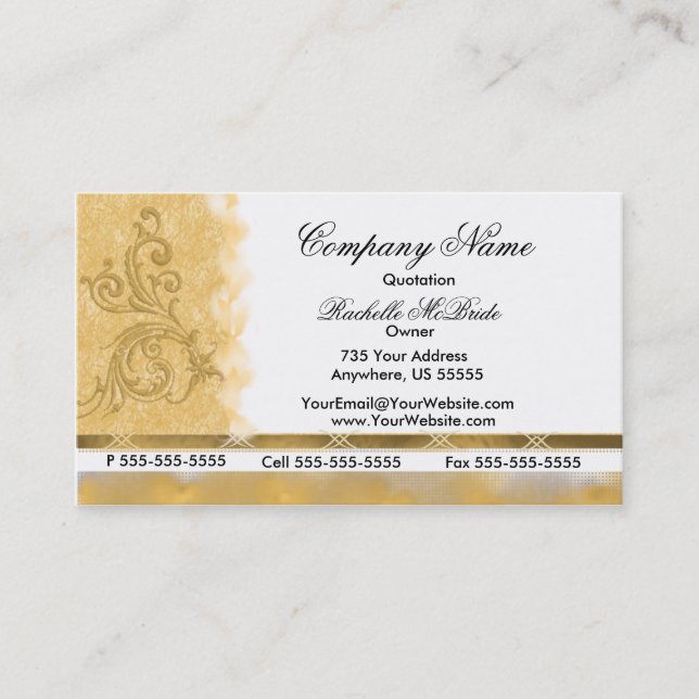 Elegante goldene Stickerei-Visitenkarten Visitenkarte (Vorderseite)