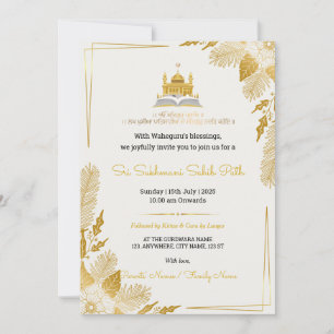 Elegante goldene Sukhmani Sahib Path Einladung