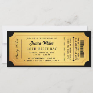 Elegante Goldene Ticket-Einladung Einladung