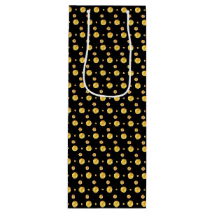 Elegante goldene Tupfen auf Schwarz Geschenktüte Für Weinflaschen
