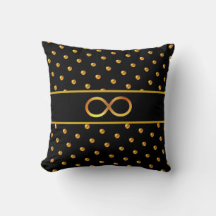 Elegante goldene Tupfen & Unendlichkeitssymbol Kissen