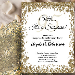 Elegante Goldene Überraschung 95. Geburtstagseinla Einladung