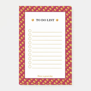 Elegante goldene und burgunderrote To-Do-Liste Post-it Klebezettel