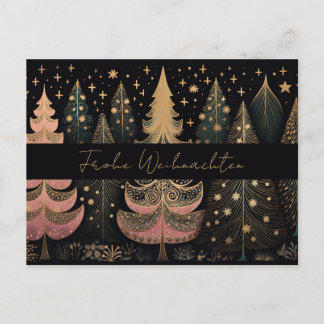 Elegante goldene und grüne Weihnachtsbäume Postkarte