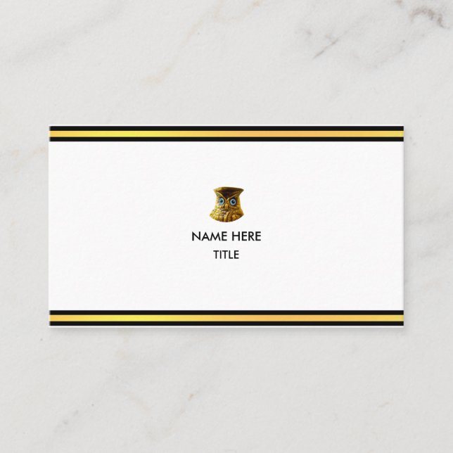 Elegante, goldene und schwarze Streifen auf Weiß Visitenkarte (Vorderseite)