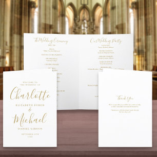 Elegante Goldene Unterschrift Schrift Hochzeit Programm