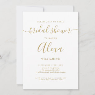 Elegante Goldene Unterschriften-Schrift Brautparty Einladung