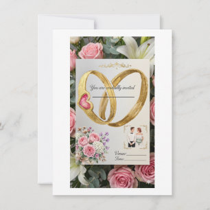 Elegante Goldene Verflochtene Ringe Florale Hochze Save The Date