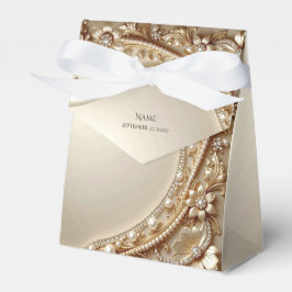 Elegante goldene verzierte Blumen-Geschenkbox Geschenkschachtel