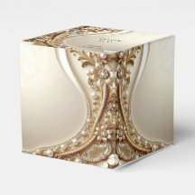 Elegante goldene verzierte Blumen-Geschenkbox