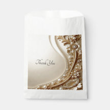 Elegante goldene verzierte Blumen-Geschenktüte