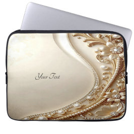 Elegante goldene verzierte Blumen-Laptop-Hülle Laptopschutzhülle