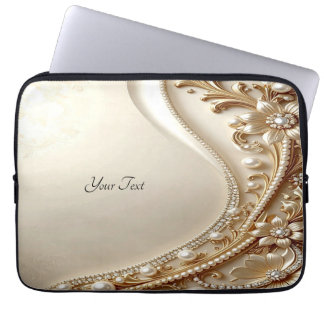 Elegante goldene verzierte Blumen-Laptop-Hülle Laptopschutzhülle