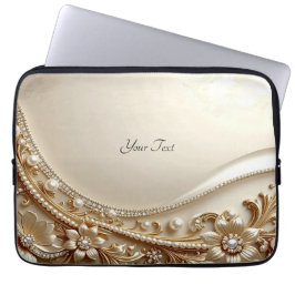 Elegante goldene verzierte Blumen-Laptop-Hülle Laptopschutzhülle