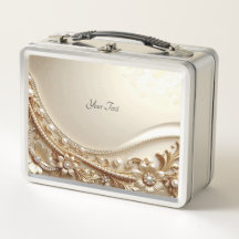 Elegante goldene verzierte Blumen Lunchbox