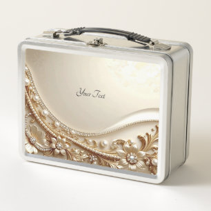 Elegante goldene verzierte Blumen Lunchbox