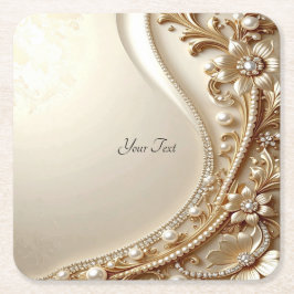 Elegante goldene verzierte Blumen-Papier-Unterlage Rechteckiger Pappuntersetzer