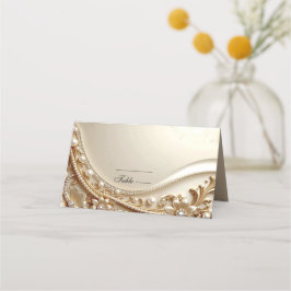 Elegante goldene verzierte Blumen-Platzkarte Platzkarte